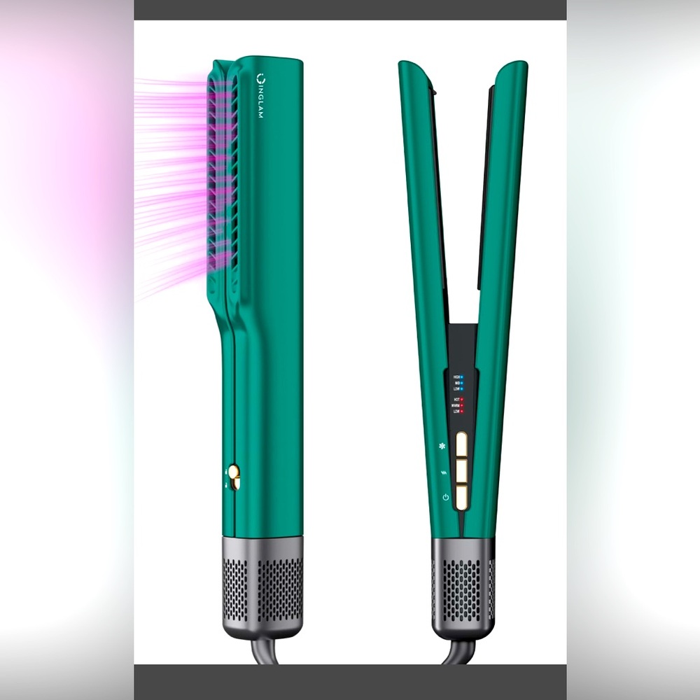 InGlam no heat ion air hair straighter. Harmonica, emerald green